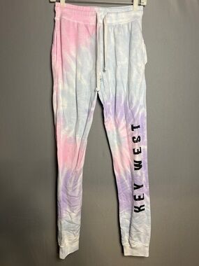 Tie-Dye Joggers with Side Logo - Pastel Pink, Purple & Blue